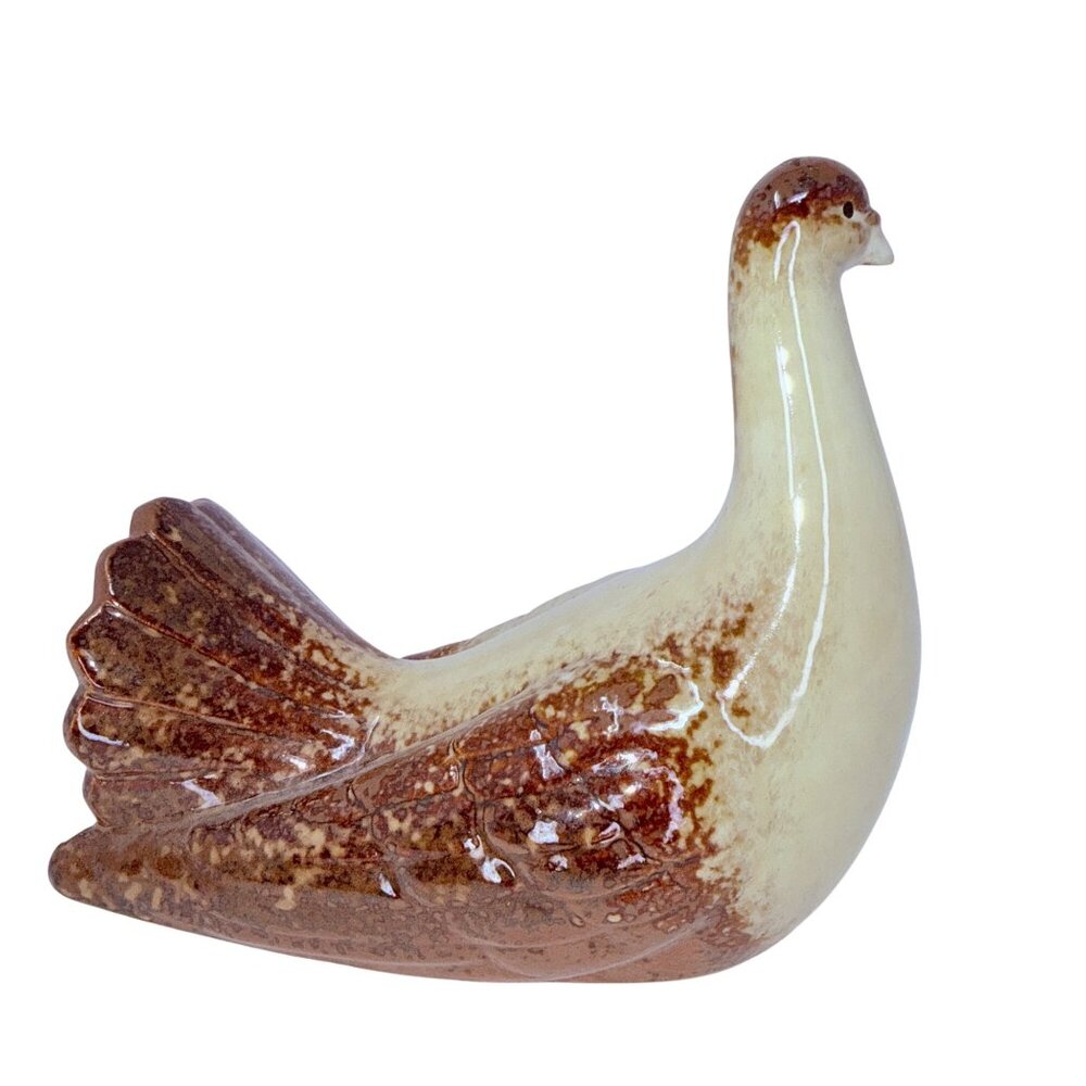 Mid Century Brown Glazed Pottery Dove Figurine Vintage Decor - Picture 6 of 10